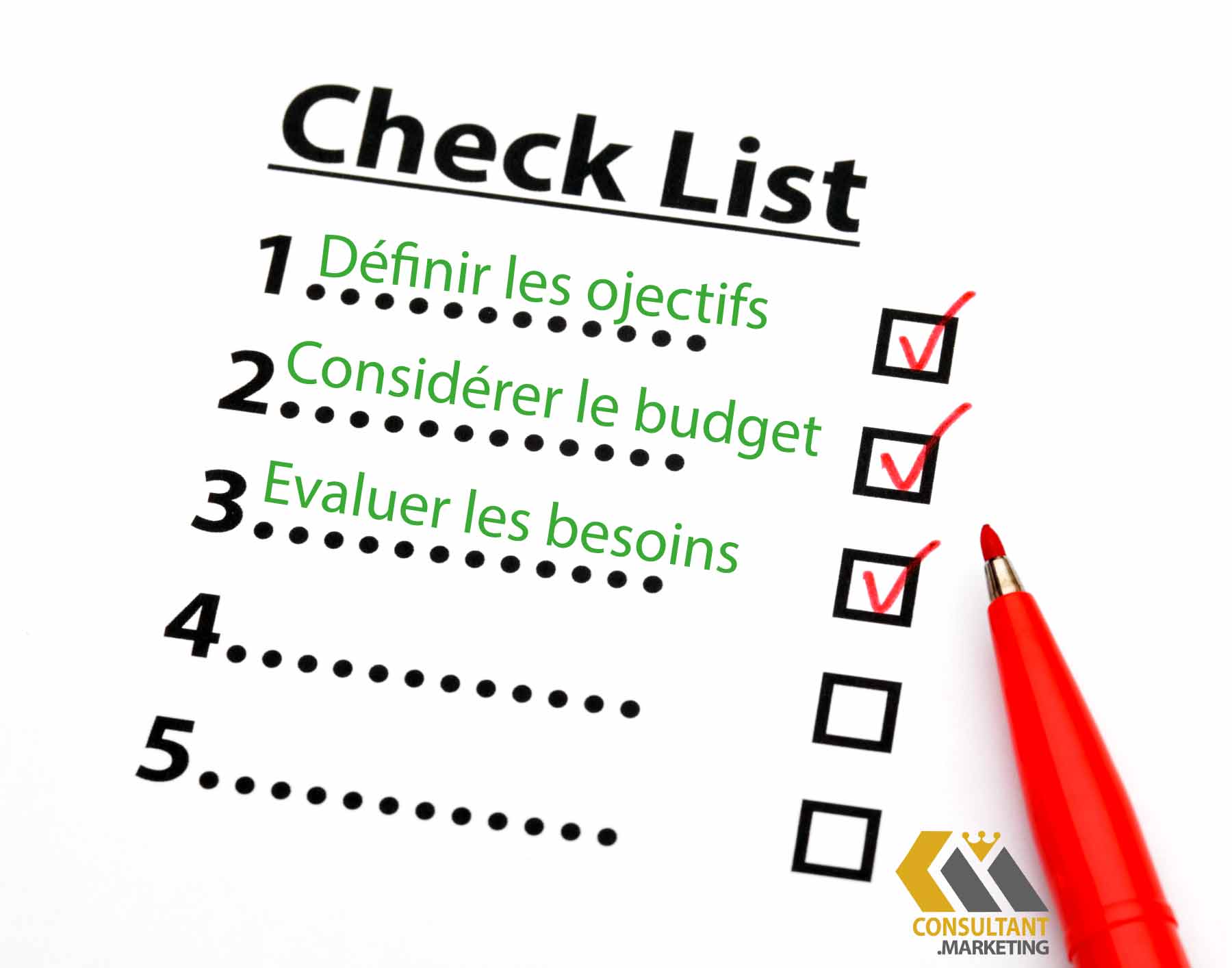 checklist du consultant marketing